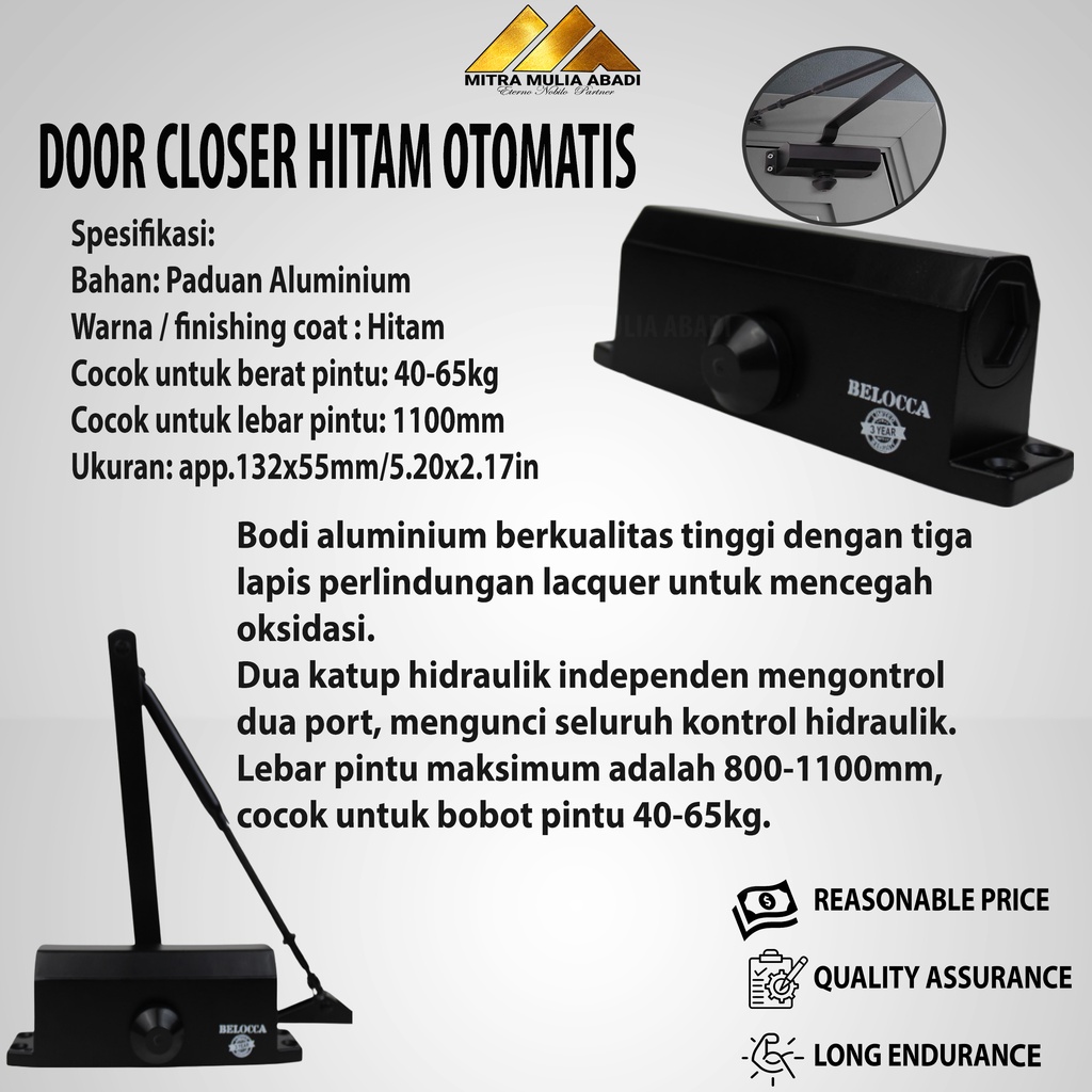 DOOR CLOSER HITAM OTOMATIS / PENAHAN PINTU OTOMATIS