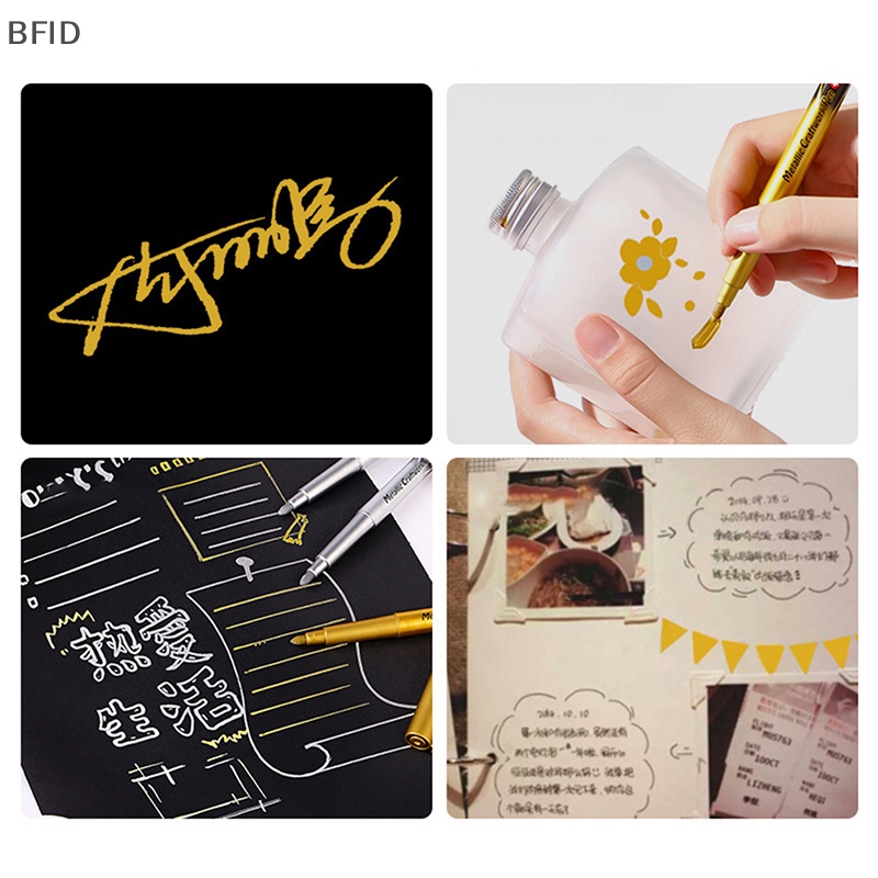 [BFID] Pena Kerajinan Warna Emas Perak Tahan Air Paint Pen Sign Mark Metal Pen Greeg Card Kaligrafi Highlight Pulpen [ID]