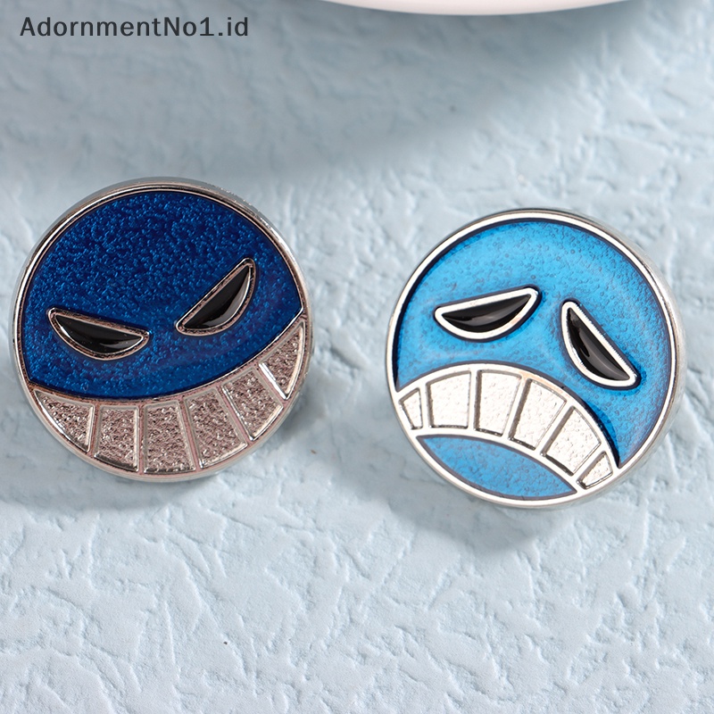 [AdornmentNo1] 2 pcsjapan Anime Pin Ace topi kerah Pin untuk tas ransel bros logam Pin Manga bros untuk wanita pria lencana perhiasan