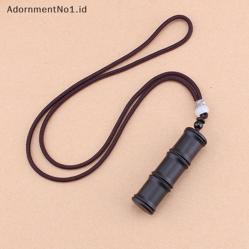 [AdornmentNo1] Natural Ebony Bamboo Letterbox liontin kalung gaya etnik serbaguna Sweater rantai pakaian dekorasi Good Luck perhiasan hadiah