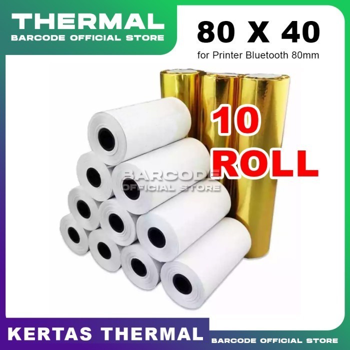 

Kertas Thermal Printer Bluetooth 80x40mm / 80 x 40 mm (10 roll) PST79