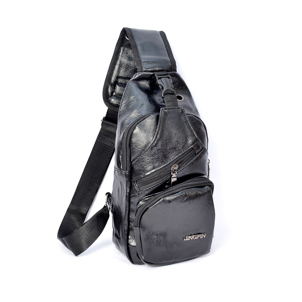BAGCRUICERACC - Tas Selempang Pria Kulit Imitasi + USB Port + Earphone Hole 7151-1 &amp; 7151-2