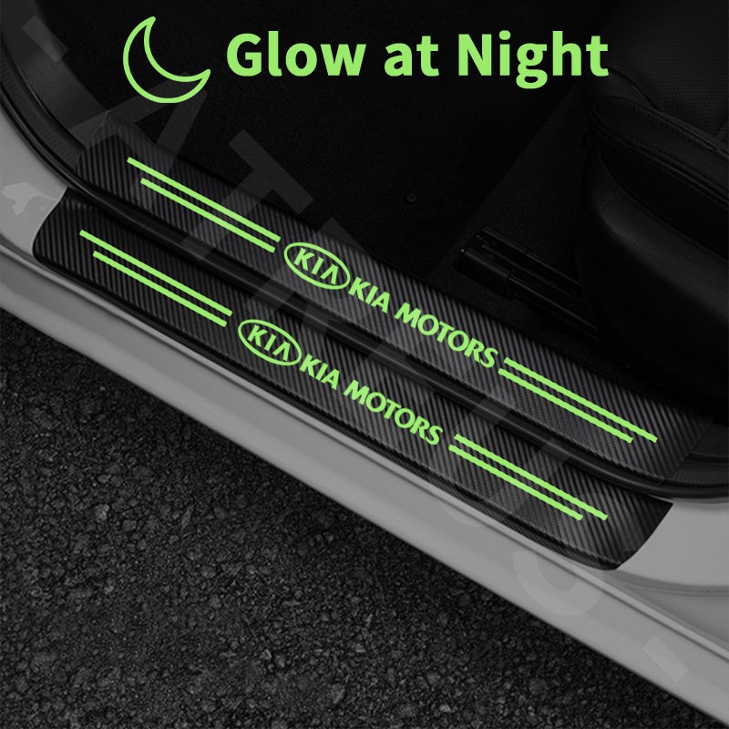 Luminous Stiker Pelindung Pintu Mobil KIA Anti Gores Threshold Strips Mobil Stiker Untuk KIA Sonet Sportage Sorento Rio Picanto Seltos Carens Grand Carnival Sedona