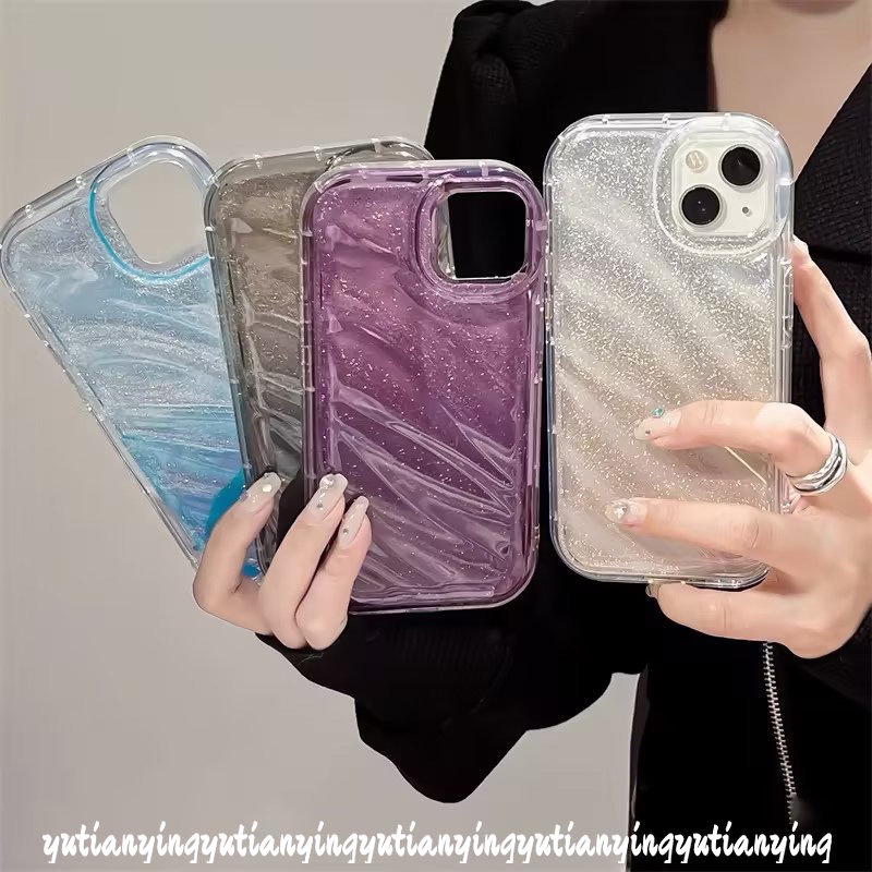 Bling Laser Card 3D Stereo Corrugation Pattern Case Compatible For IPhone 7Plus XR X XS MAX 11 13 14 12 Pro Max 6 7 6S 8 Plus SE 2020 Soft Fantasy Gradient Color Starry Sky Cover