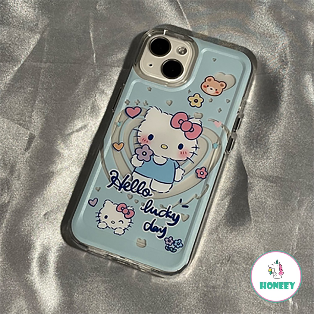 Fashion Berongga Keluar Cinta Hellokitty Kulomi Phone Case Kompatibel Untuk Iphone14 13 12 Pro Max Case iPhone 11xr XS 7 8Plus Bening Lembut TPU Penutup Belakang