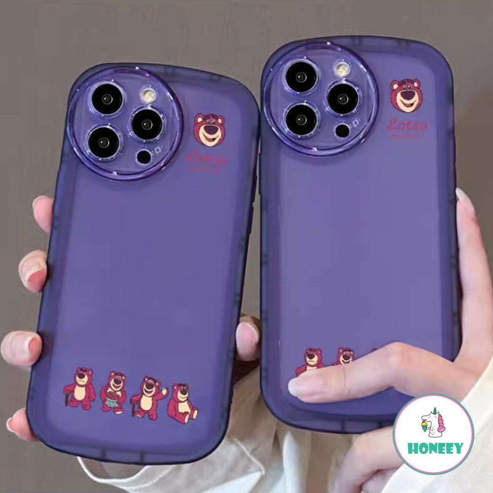 Casing Ponsel Beruang Strawberry Kartun Lucu Kompatibel Untuk Iphone14 13 12 11 Pro Max Casing iPhone X XR XS 78 Plus Cover Pelindung Kamera