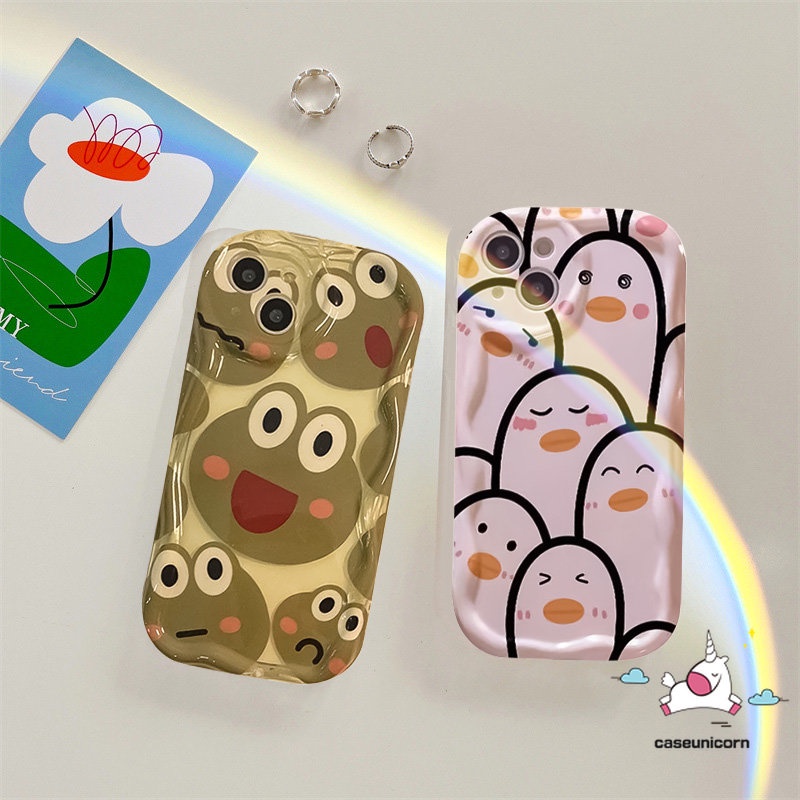 Kartun Lucu Hewan Case Untuk Realme C35 C11 C53 5s 6i 9i 5i 5 7i C31 C55 C33 C30 C25 C25s C15 C21Y C21 C25Y C20 C20A C1 C3 C12 C17 C2 Lembut 3D Bergelombang Lengkung Tepi Lucu Kodok Bebek Sarung