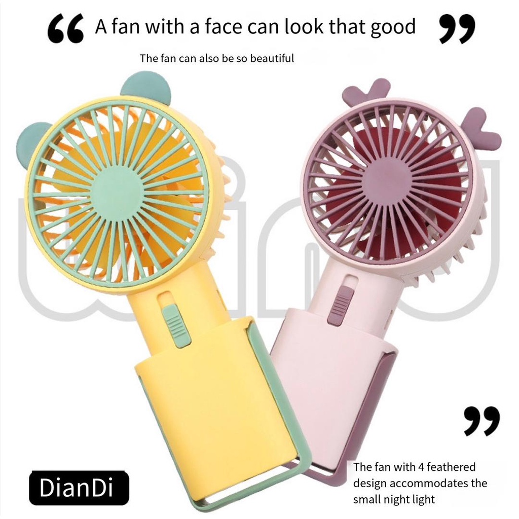 Paling Laku! Kipas Angin Kuping Lucu Mini Genggam Rechargeable USB / Kipas Angin Mini Cute Karakter Free bublewrap - DD5595B