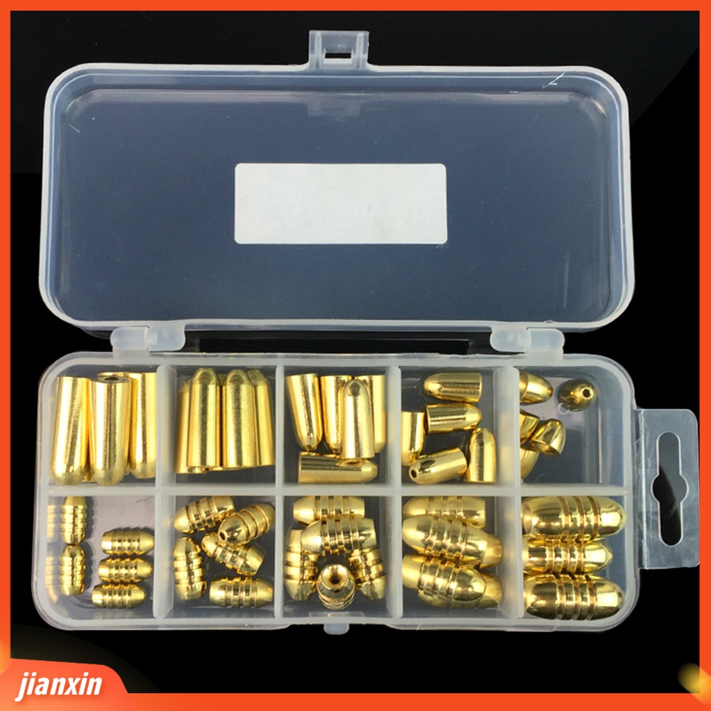 (In Stock) 51Pcs /Set Tembaga Memancing Berat Mini Tahan Aus Desain Benang Weight Sinker Fishing Tackle