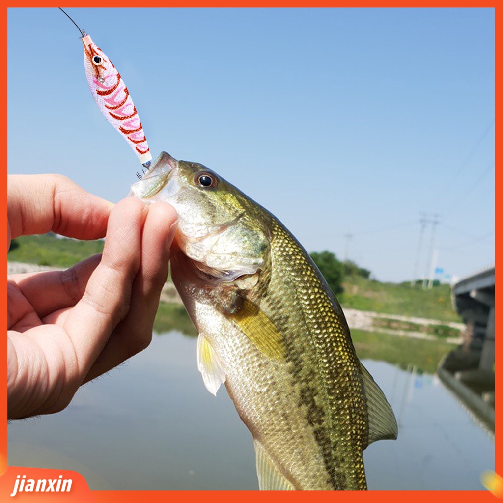 (In Stock) 10cm /9.6g Umpan Udang Kait Tajam Realistis Desain Efisien Umpan Buatan Kayu Udang Umpan Cumi Kait Jigging Untuk Memancing Di Laut