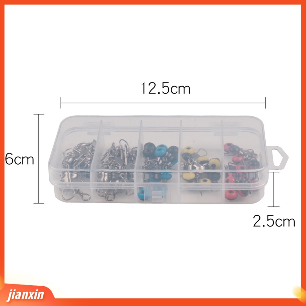 (In Stock) 50Pcs Snap Putar Konektor Pancing Garis Sinker Tackle Rolling Clip Dengan Kotak