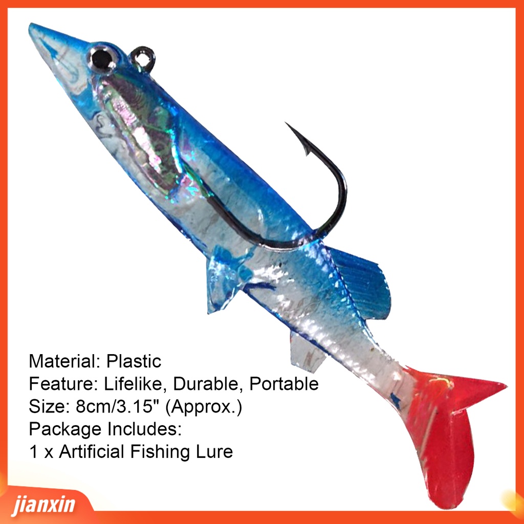 (In Stock) 8 cm Buatan Memancing Umpan Tahan Gigit Realistis Plastik Kait Tunggal Memancing Umpan Tackle Tool