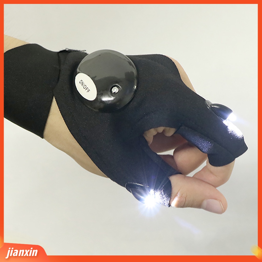 (In Stock) 1Pc/1pasang Sarung Tangan Senter Fingerless Waterproof Black Night Light Fishing Gloves Untuk Memancing