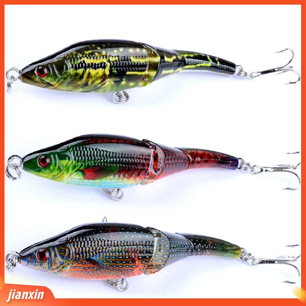 (In Stock) 9.5cm Dicat 3bagian VIB 3D Mata Bionic Memancing Umpan Umpan Keras Dengan Kait