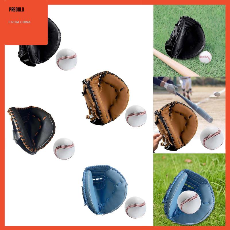 [Predolo] Baseball Catcher Gloves PU with Baseball Ball Teeball Glove Pria Wanita Unisex