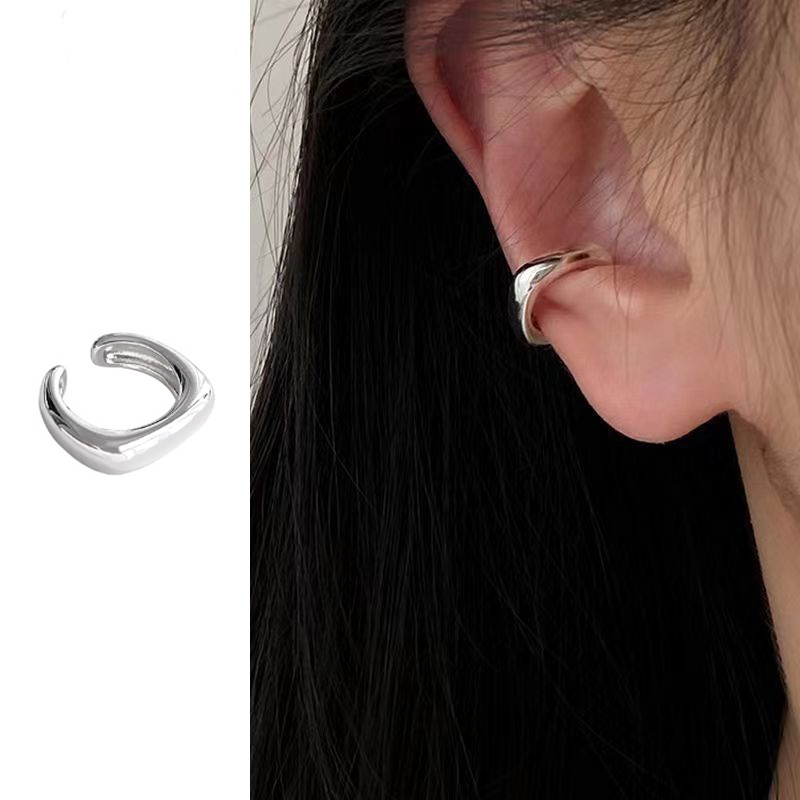 Roselife Chic 1PC Unisex U Bentuk Glossy Polos Perak Logam Klip Anting-Anting Untuk Wanita Pria Trendi Non Tindik Tulang Rawan Anting-Anting Gaya Punk Telinga Manset Perhiasan