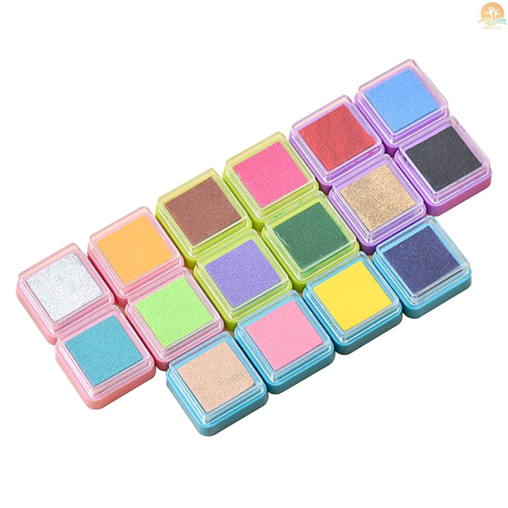 In Stock 16warna Rainbow Ink Pad Finger Paint Cute Ink Pad Untuk Stempel Karet Segel DIY Scrapbooking Kertas Jurnal Dekorasi Pembuatan Kartu Hadiah