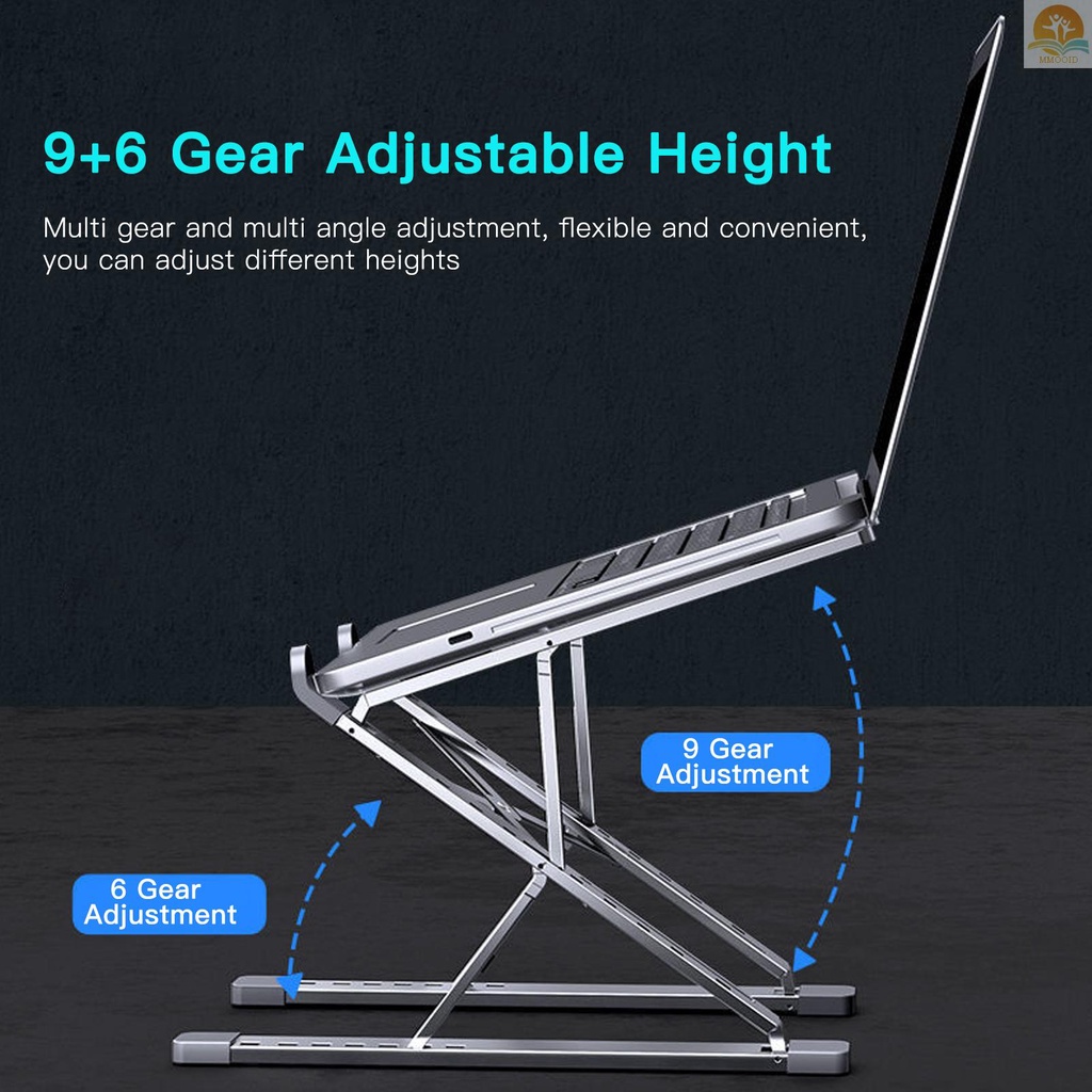 In Stock Portable Laptop Stand Ergonomic Aluminum Alloy Laptop Riser Double Height Adjustment Foldable  Notebook Holder Stand for 11-17 Inches Laptop