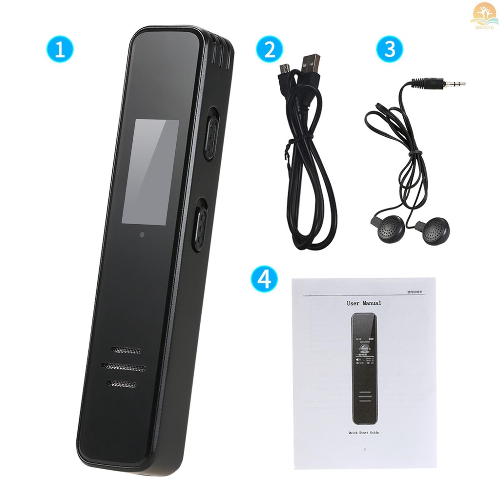 In Stock Bisofice Audio Recorder Mini Digital Voice Activated Recorder 64GB Dictaphone Mendukung Pemutaran Musik MP3/ Rekaman Waktu/ Perlindungan Kata Sandi/A-B Repeat/OTG Function Recharg