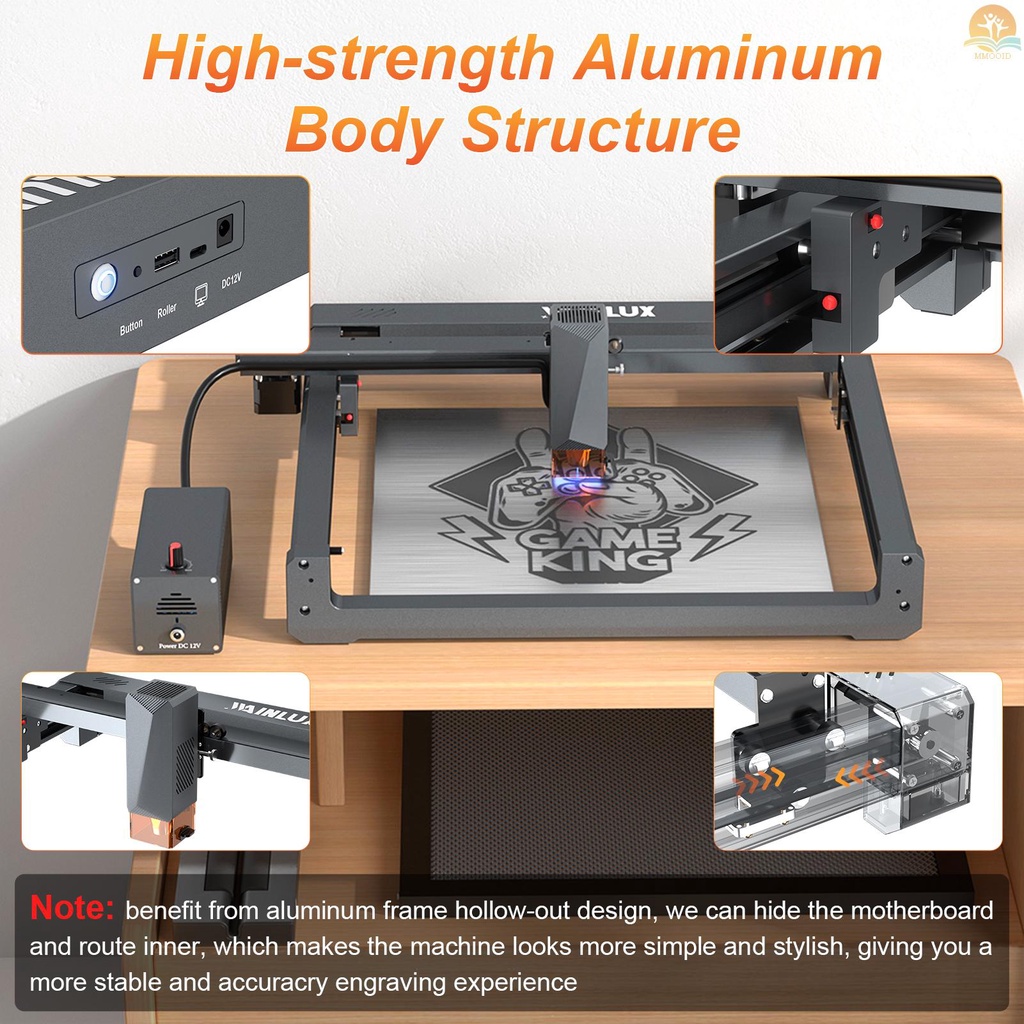 In Stock WAINLUX L6 Laser Engraver 10W Daya Laser High-speed Air Assist 320x350mm Area Ukiran Struktur Semua metal Desain Rakitan Cepat Dengan Perisai Pelindung Mata Untuk Stainless