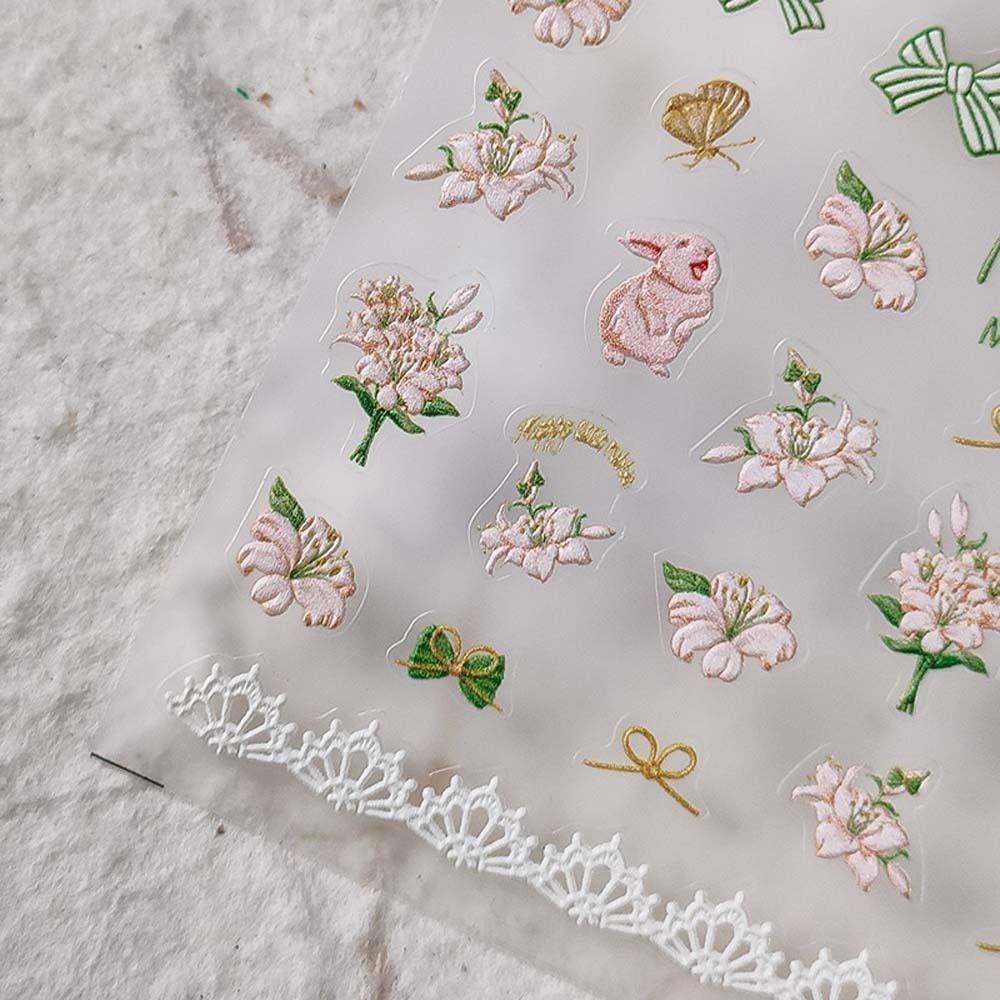 MXBEAUTY Stiker Kuku Kelinci, Pesona Kuku Stiker Kuku Kelinci Kartun, Ornamen Manikur Tekstur Relief Motif Kartun Kelinci Yang Indah Untuk Salon Kuku