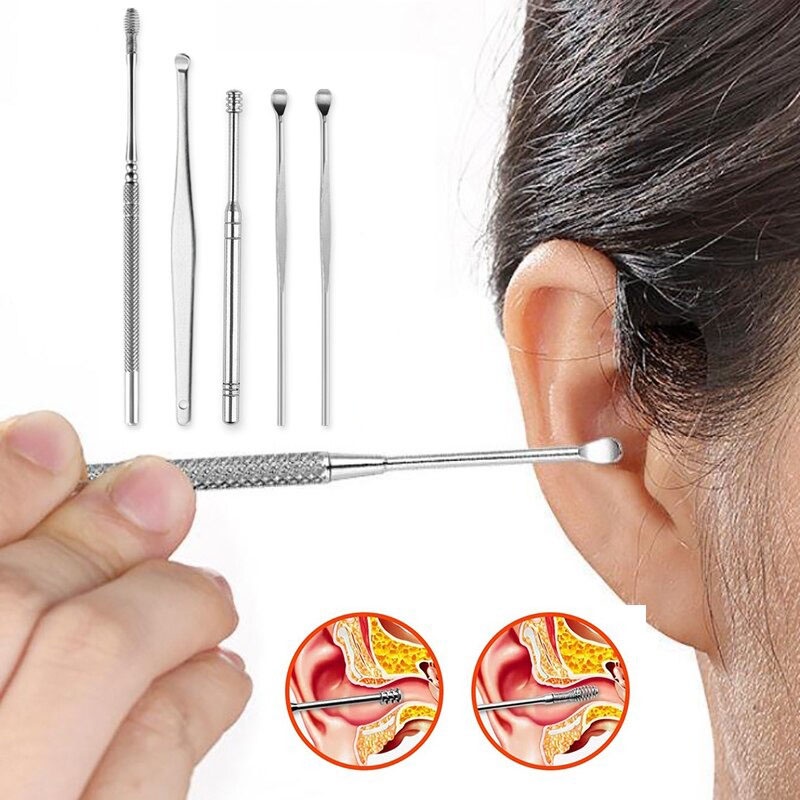 [Flashsale] Alat Pembersih Telinga Stainless Steel 5 IN 1 Korek Kuping Korek Kuping Ear wax Pembersih Kuping