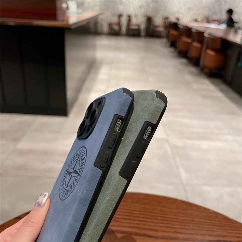 IPHONE Casing Soft Phone Case Retro Stone Island Trendi Kompatibel Untuk Iphone13 12 11 Pro X XS MAX XR 78 Plus Warna Kulit Domba Kotak Kulit Domba Soft Case COD