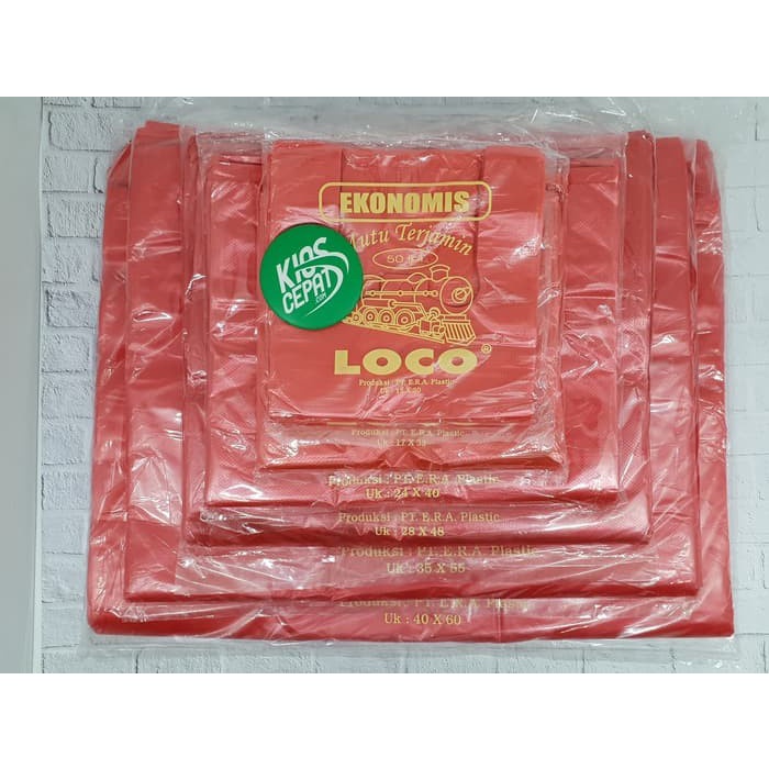 KANTONG PLASTIK HD LOCO EKONOMIS MERAH UK 40