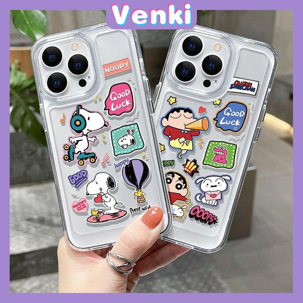 VENKI - Untuk iPhone 11 Case Clear Space Hard Acrylic Case Shockproof Protection Camera Lucu Kartun Manusia Anjing Kompatibel dengan iPhone 14 13 Pro Max iPhone 12 Pro Max XR 7Plus 8Plus