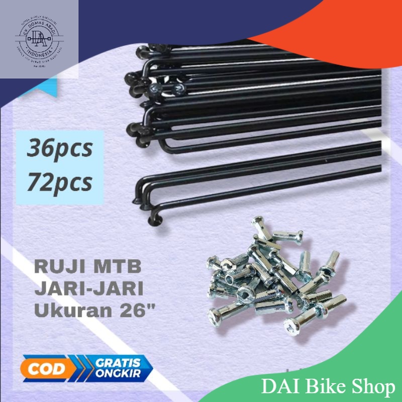 jari jari sepeda 26 hitam 262 velg mtb fixie set ban ruji spoke 36pcs 72pcs