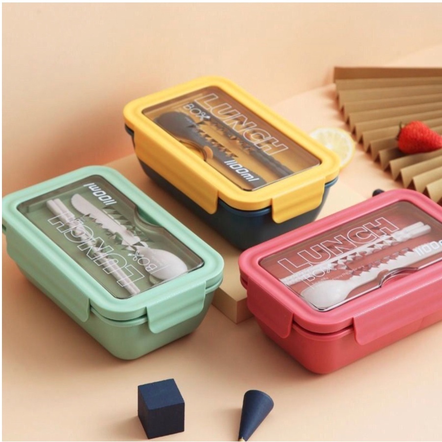 Kotak Makan Lunchbox KOREA 1100ML Gandum Lunchbox Sekat / Kotak Bekal Makan Gandum 1100 ML