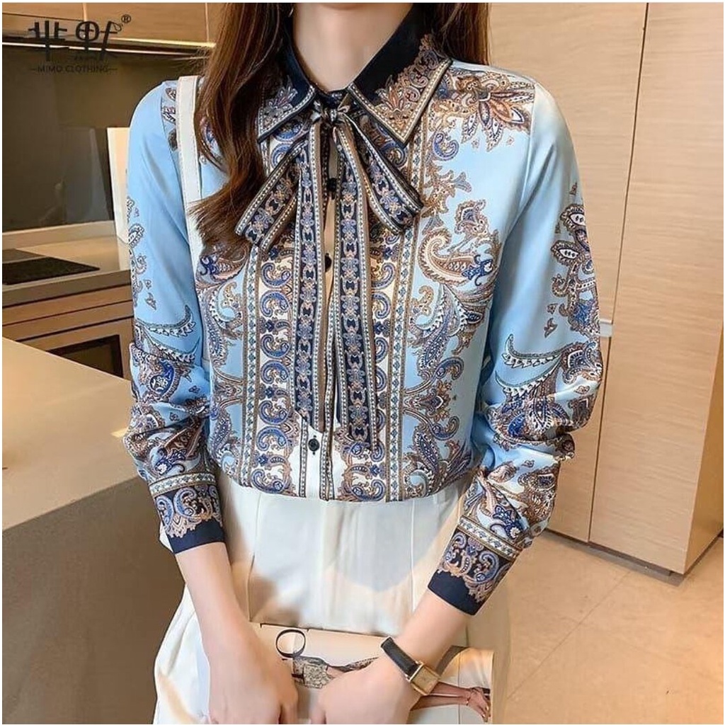 KEMEJA WANITA BANGKOK SOFIA BIRU IMPORT BKK BANGKOK