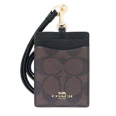 

[DD] Coach ID Lanyard Signature black-brown Authentic Original (Free Mask) - Dark Brown