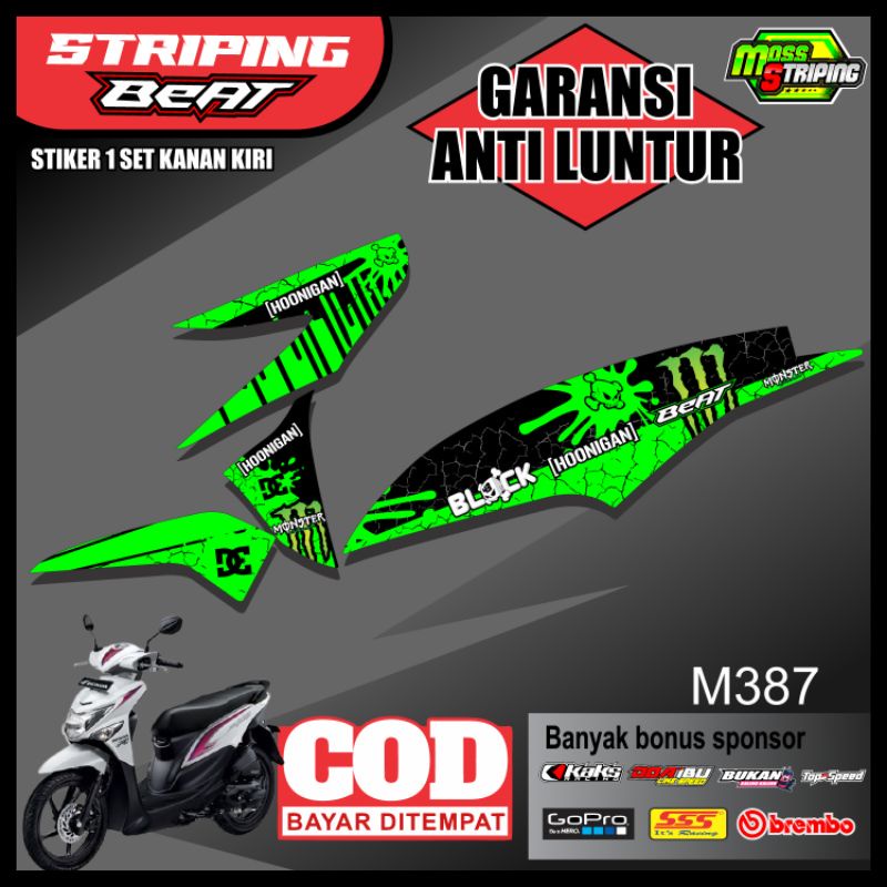 MASS Striping - Striping Sticker List Variasi Motor Motor Honda Beat POP Semi Fullbody 2015 2016 201