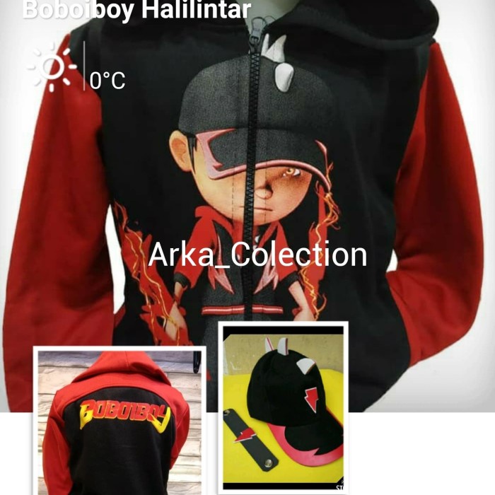 Jaket Boboiboy Api blaze + Topi +Gelang ORIGINAL