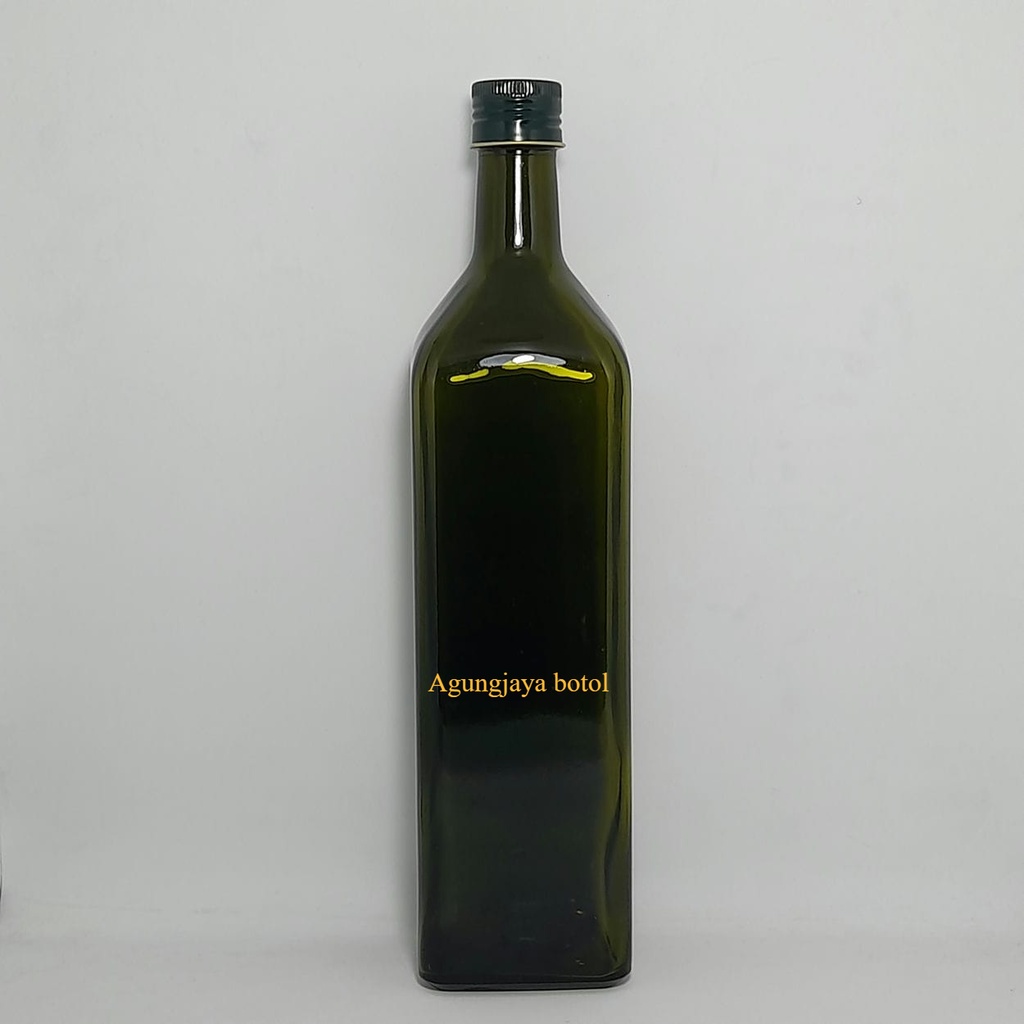 Botol kaca 1000 ml Square Vco Hijau / Botol kaca minuman / botol kaca 1000 ml