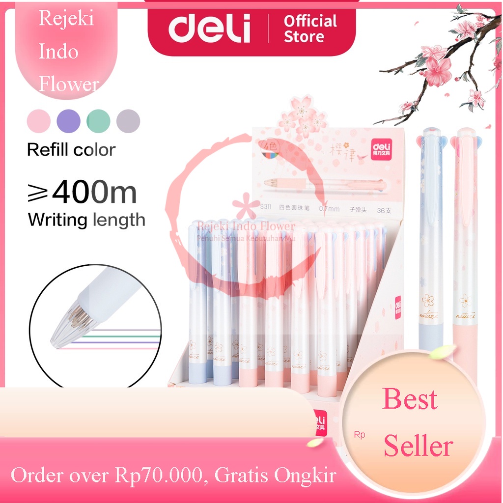 

REJEKI DELI PULPEN RETRACTABLE PEN SAKURARU SERIES LUCU BULLET TIP 0.7 MM 4 WARNA ALAT TULIS KANTOR SEKOLAH RUMAH MURAH S311