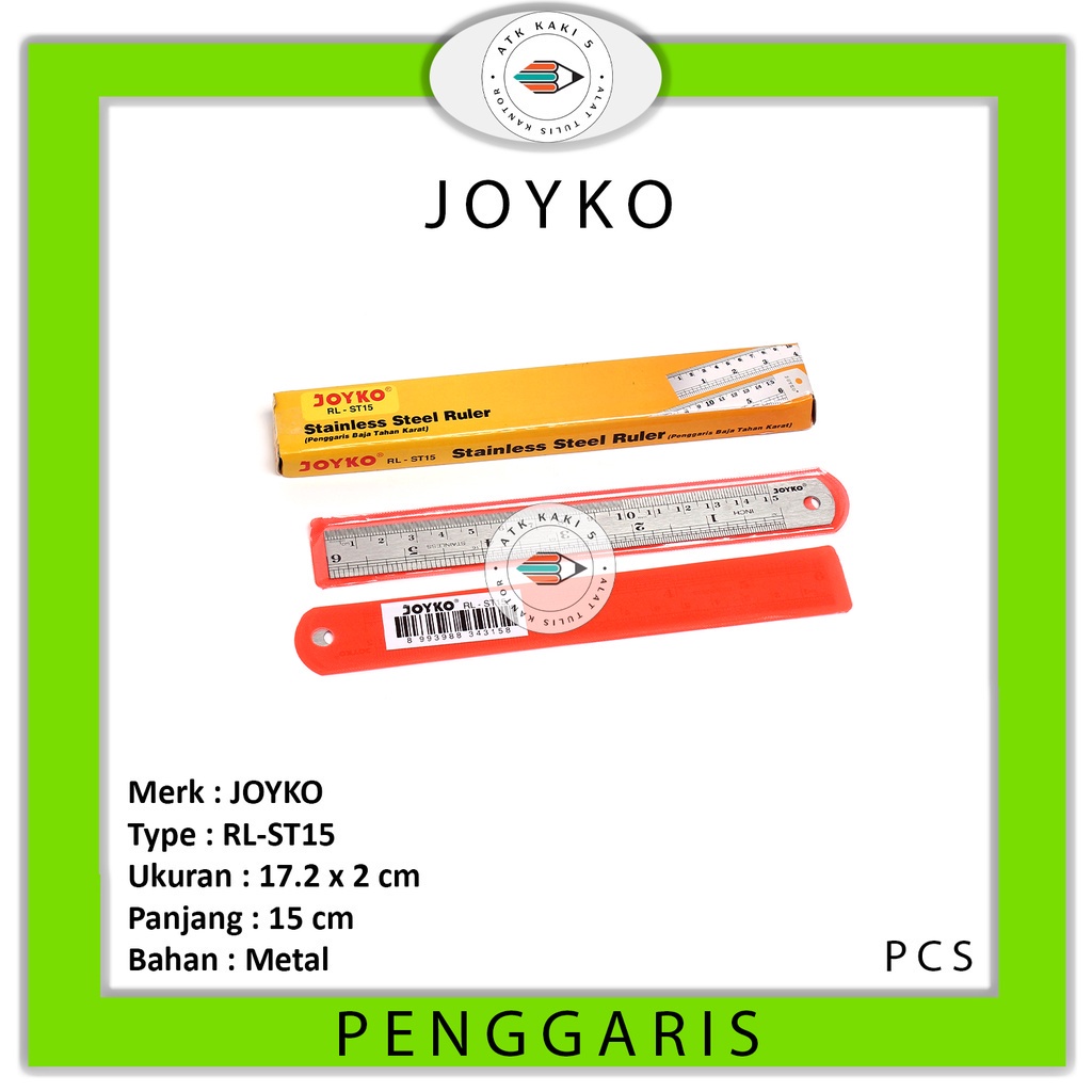 

JOYKO - Ruler Stainless 15 cm Penggaris Besi - PCS