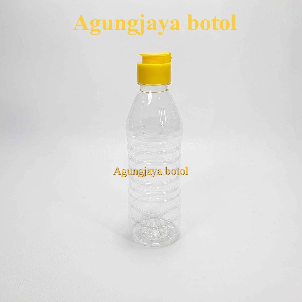 Botol Pet 450 ml Minyak Goreng Bulat Natural Tutup Fliptop Jamur / Botol Plastik / Botol Plastik Fli
