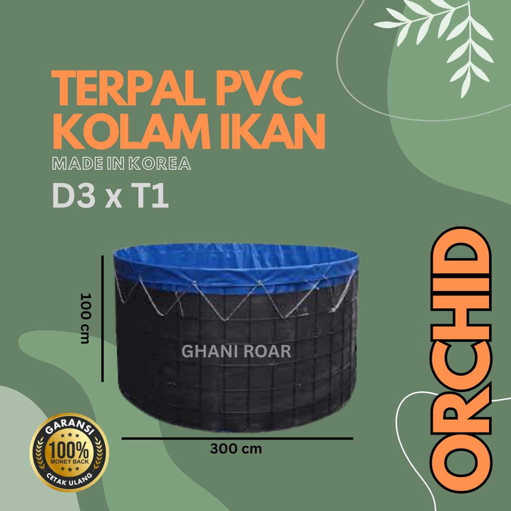 Terpal Kolam Bulat D3xT1 / D 300 x T 100 Terpal Orchid - Orchid, Terpal Saja