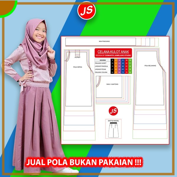 Pola Jiplak Celana Kulot Anak | Aneka Pola