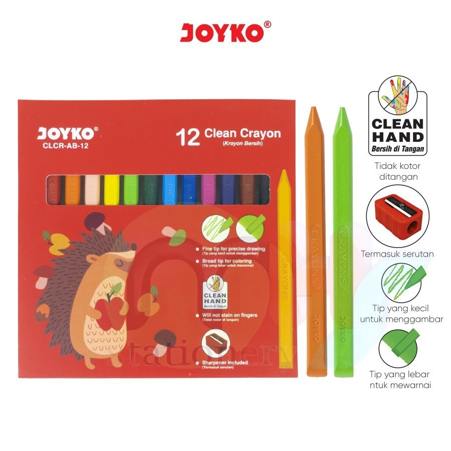 

Clean Crayon Joyko 12Warna CLCR-AB-12 12 Warna