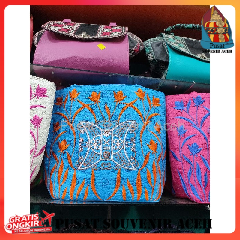 TAS KAIN BORDIR KHAS ACEH BESAR/MOTIF BUNGA TULIP