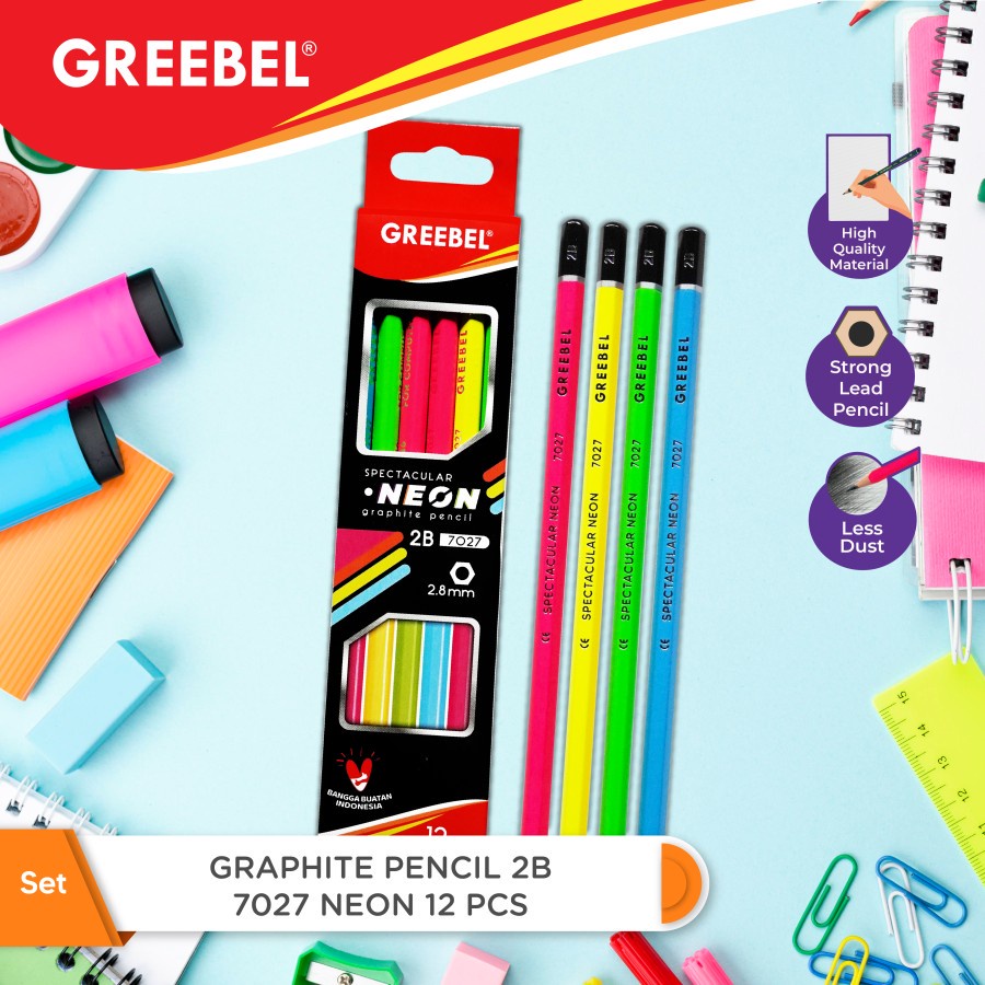 

GREEBEL GRAPHITE PENCIL 2B 7027 NEON 12 PCS GREBEL