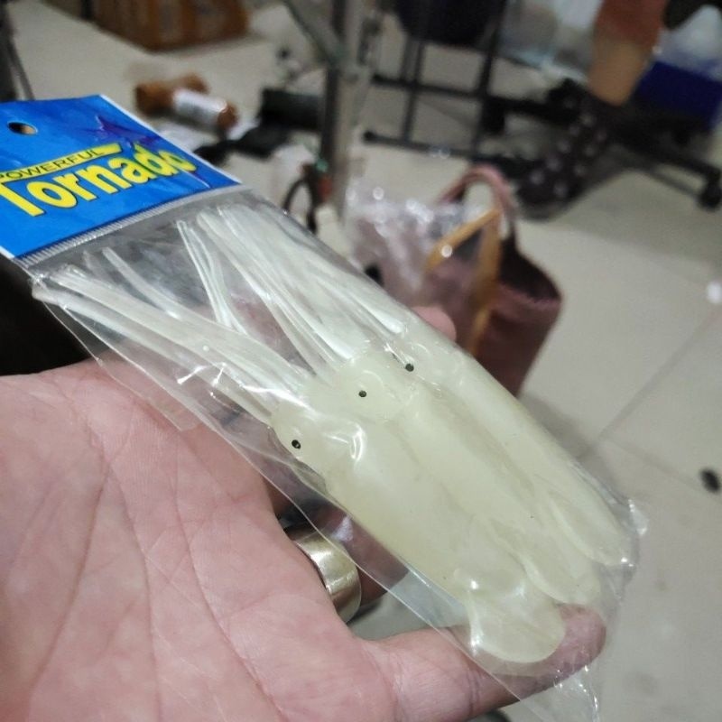 Umpan Pancing karet cumi sotong tornado 12cm 15cm lure cumi karet warna clear
