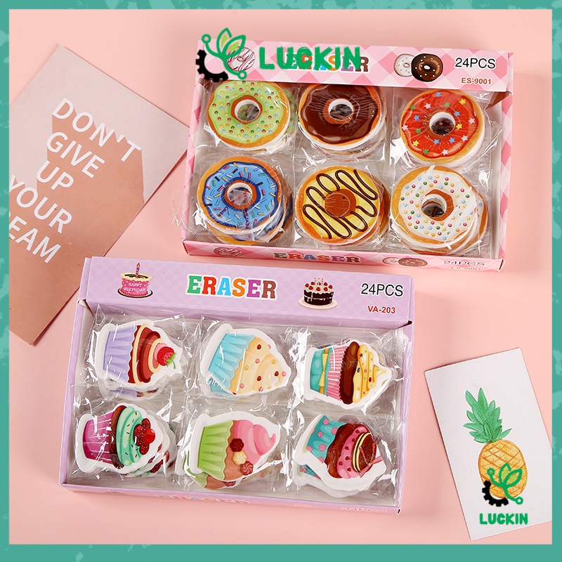 

Luckin (1pcs) Penghapus Bulat Murah / Eraser Pensil Karakter Setip Stip Donat Lucu