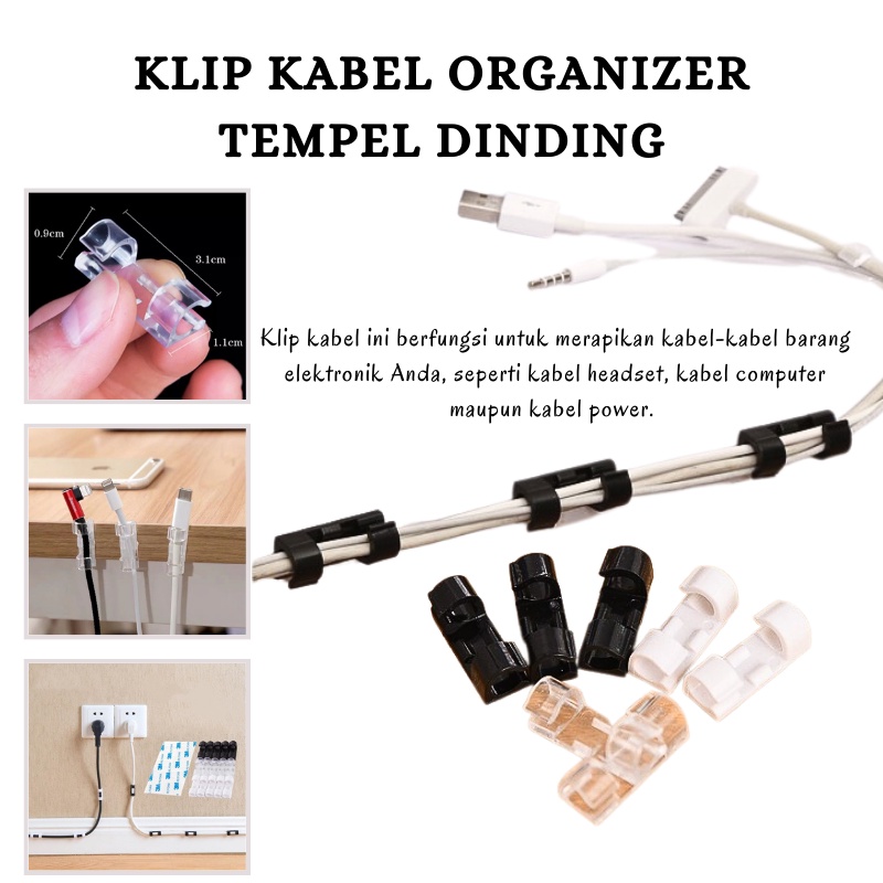 ADZ -I215- Klip Kabel Tempel - Klip Kabel Organizer Penjepit Kabel Tempel Dinding - Klip Kabel Led S