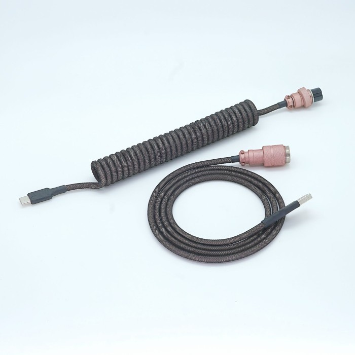 GMK OLIVIA - Custom coiled USB Type-C Mechanical Keyboard cables - DARK