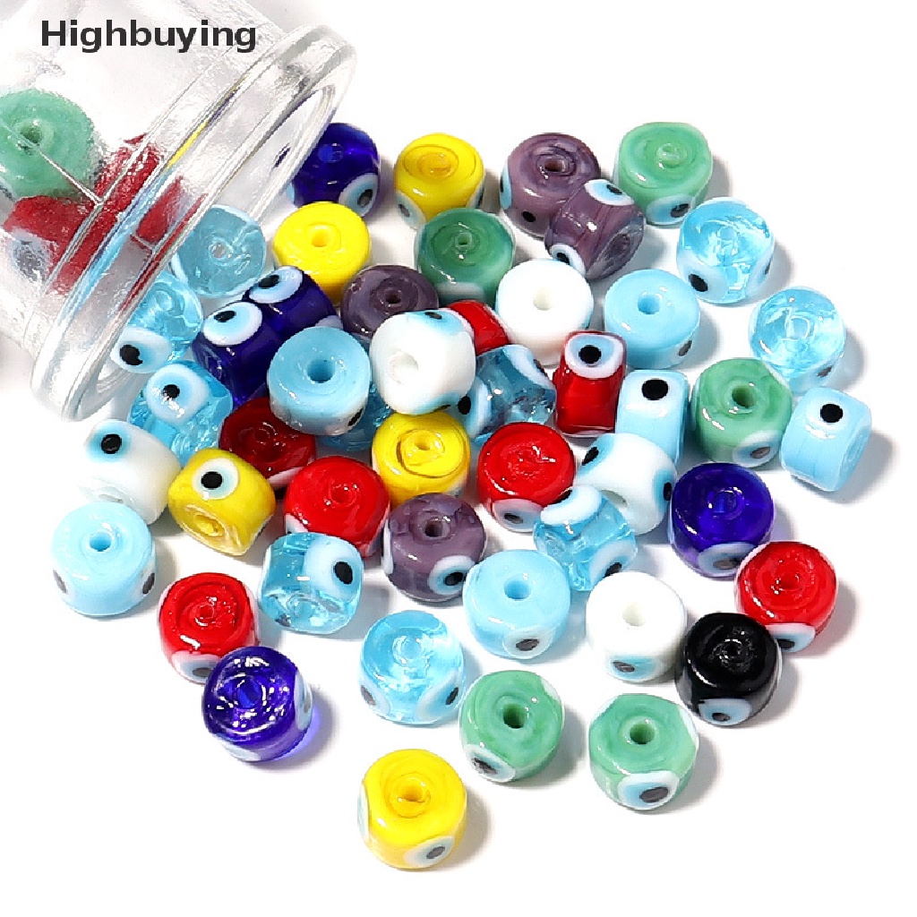 Hbid 10pcs Manik-Manik Eropa Lampwork Murano Mix color Glass Evil Eye Beads Cocok Charm Gelang Untuk Wanita Membuat Perhiasan DIY Glory