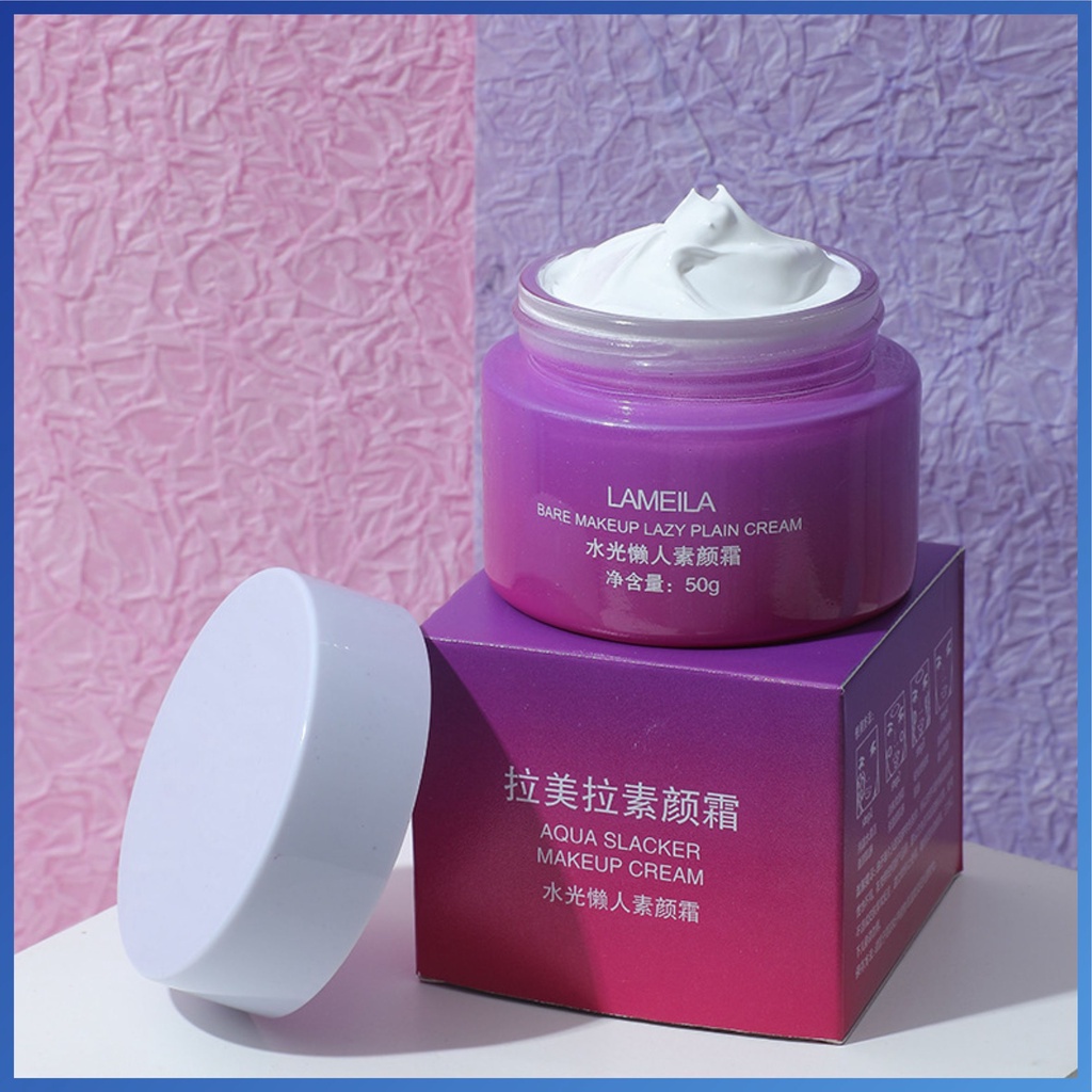 Lameila Makeup Cream Bare Make Up Lazy Moisturizer Krim Rias Malas Primer Lotion Pelembab Wajah Wanita Pria L56